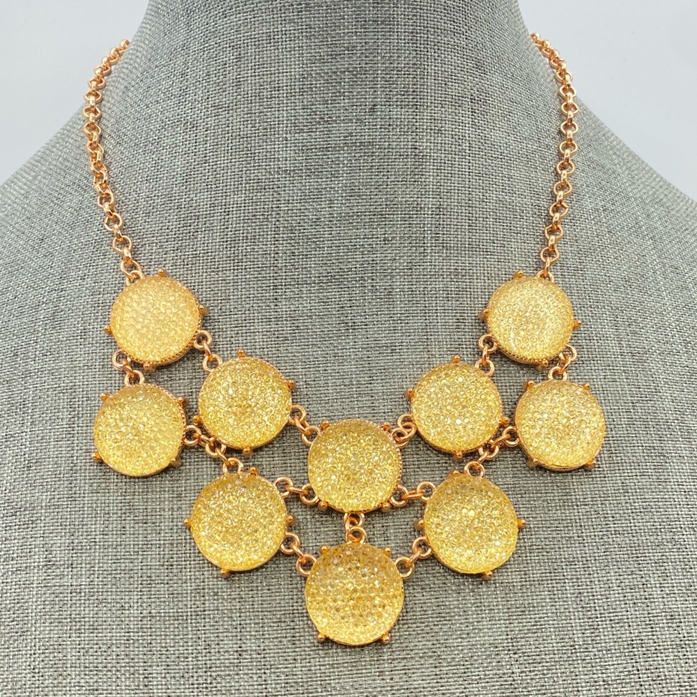 Rose Gold Tone Iced Lemon Yellow Acrylic Tier Statement Bib Collar Necklace etc!